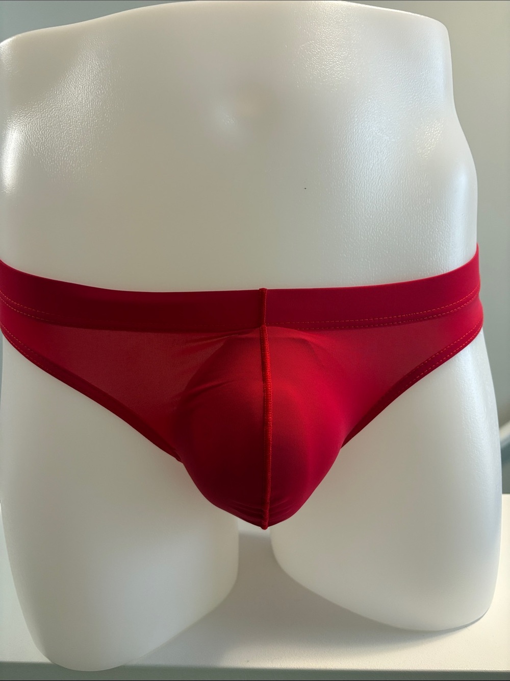 Men's Red Swim Briefs with Contour Pouch